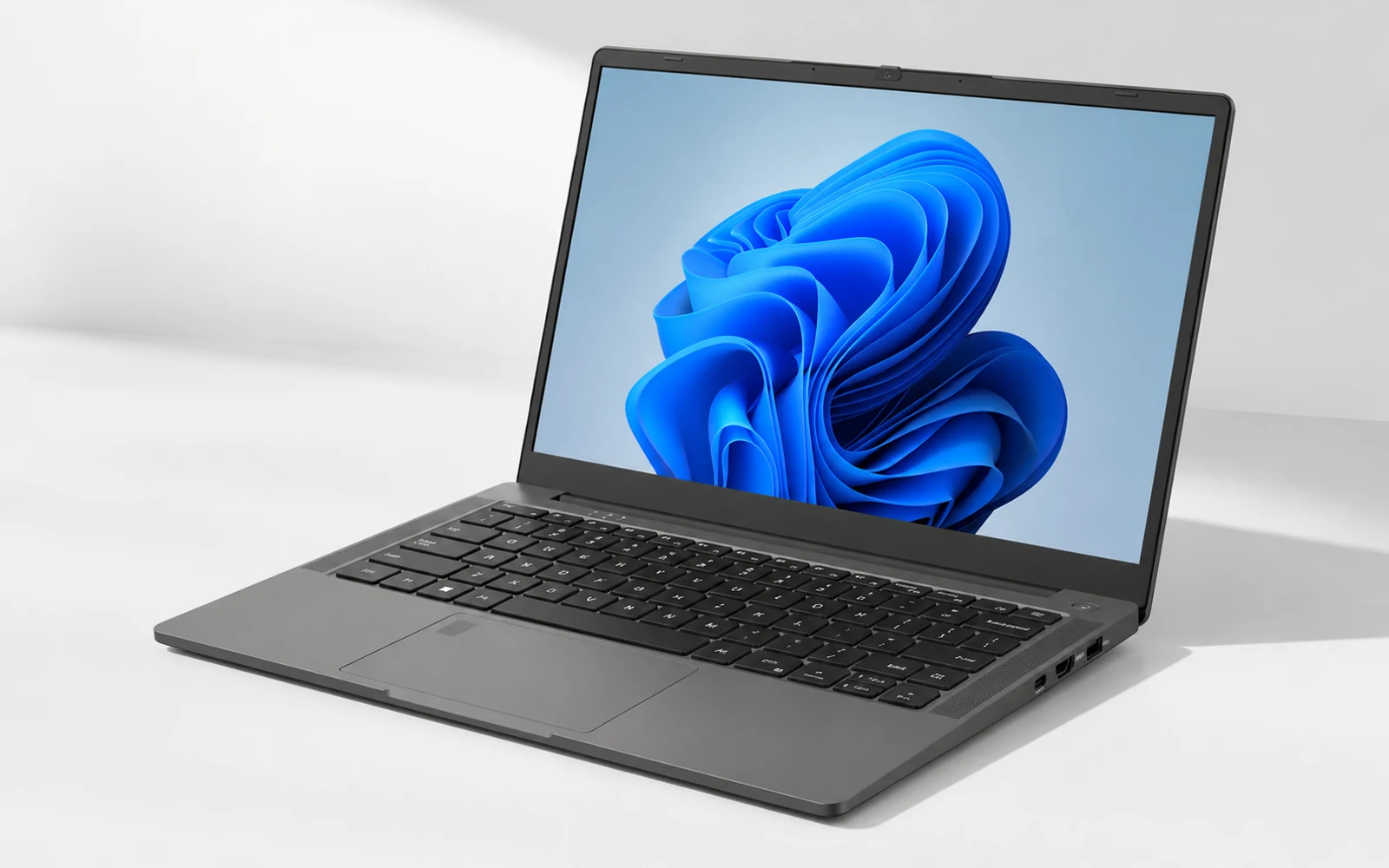 Ноутбук GetMi Pro 140i с видимым корпусом и боковыми интерфейсами